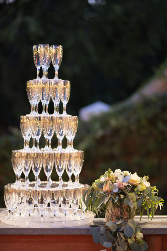 Champagne foutnain at Claire Yossman Weddings 